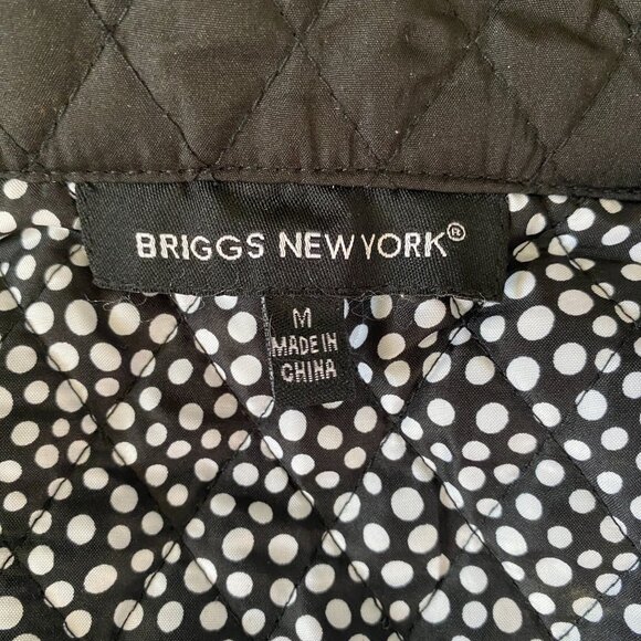 Briggs New York women's M black quilted long sleeve collared snap front jacket - Picture 9 of 11